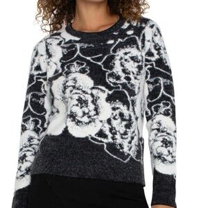 Liverpool Black and White Floral Sweater